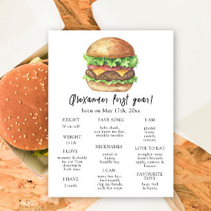 Burger eerste verjaardag mijlpaal verjaardag poster