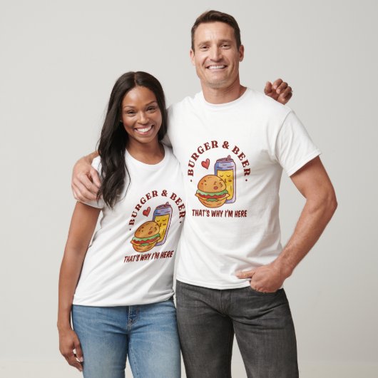 Burger en Beer dat waarom ik hier schimmige voedse T-shirt (Unisex)