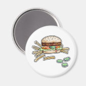 BURGER en FRIES MAGNET Magneet (Voorkant / Achterkant)