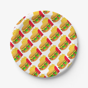 Burger en Fries Papieren Bordje