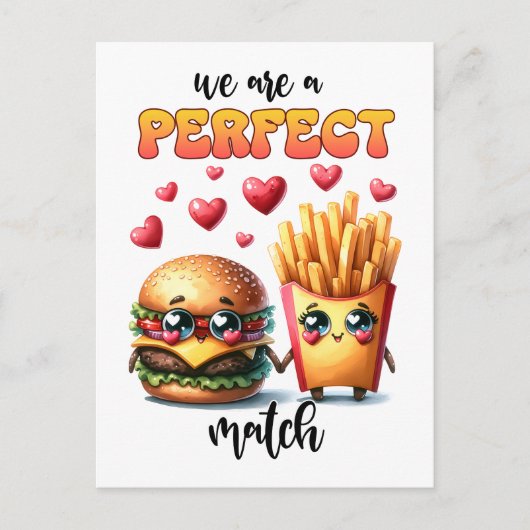 Burger en Fries Punny Valentijn Briefkaart (Voorkant)