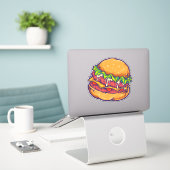 Burger Fast Food Cartoon Sticker (Laptop op bureau)