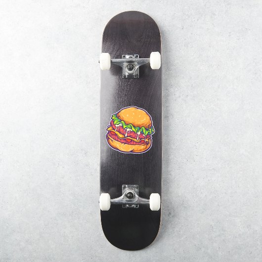 Burger Fast Food Cartoon Sticker (Skateboard)