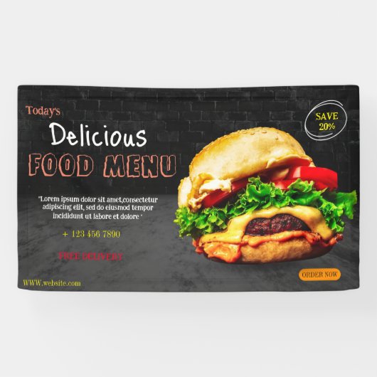 Burger fastfood menu barbecue Hamburger schattig Spandoek (Horizontaal)