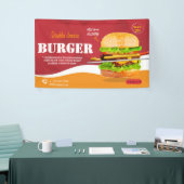 Burger fastfood menu barbecue Hamburger schattig Spandoek (Beurs)