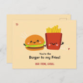 Burger & Fries Funny Valentines Carte de jour (Devant / Derrière)