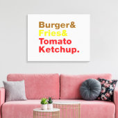 Burger & Fries & Tomato Ketchup. Canvas Afdruk (Insitu (Woonkamer))