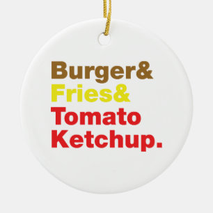 Burger & Fries & Tomato Ketchup. Keramisch Ornament