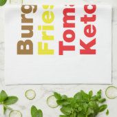 Burger & Fries & Tomato Ketchup. Theedoek (Gevouwen)