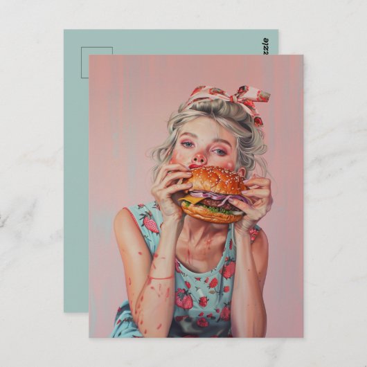 Burger Girl Briefkaart (Voorkant / Achterkant)