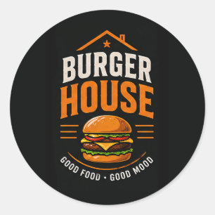 🍔 Burger House Grill Restaurant Personeel 🍟 Ronde Sticker