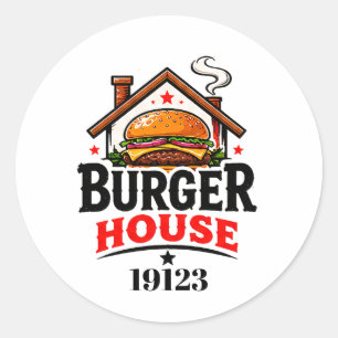 👨🍳 Burger House Restaurant Keuken Personeel Tea Ronde Sticker