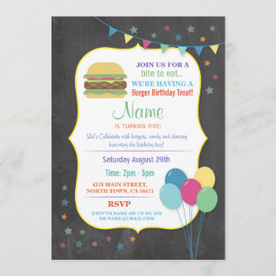 Burger Invitations Anniversaire Enfant's Party Cha