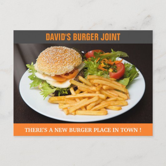 Burger Joint Opening | Nu open | direct mail Briefkaart (Voorkant)