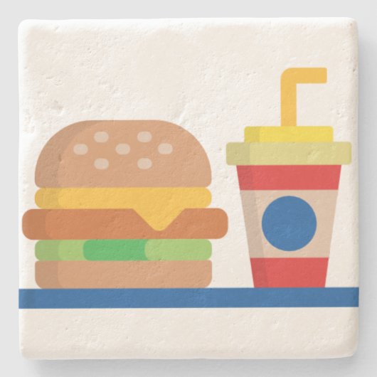Burger Meal Stenen Onderzetter (Voorkant)