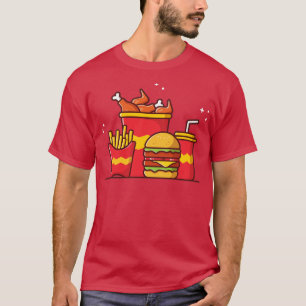 Burger met gewitte Franse bessen en soda T-shirt