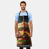 Burger met spatende saus schort (Gedragen)