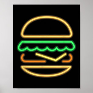 Burger Neon - Stijl van een Clic 80s Retro Neon Si Poster