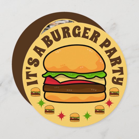 Burger Party Anniversaire Invitation (Devant / Derrière)