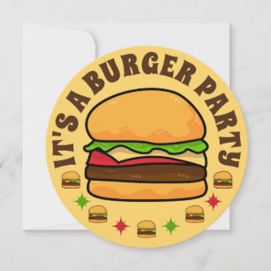 Burger Party Birthday Invitation Kaart