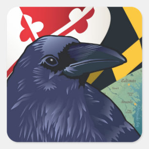 Burger Raven, Nevermore van Maryland Vierkante Sticker