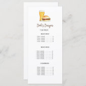 Burger Restaurant / Camion de nourriture Carte Men (Devant / Derrière)