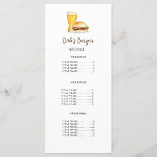 Burger Restaurant/Food truck Menu Kaart