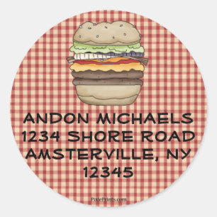 Burger retour adreslabel ronde sticker