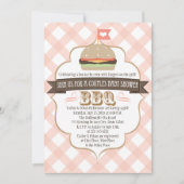 Burger rose Couples BBQ Invitations De Douche Bébé (Devant)