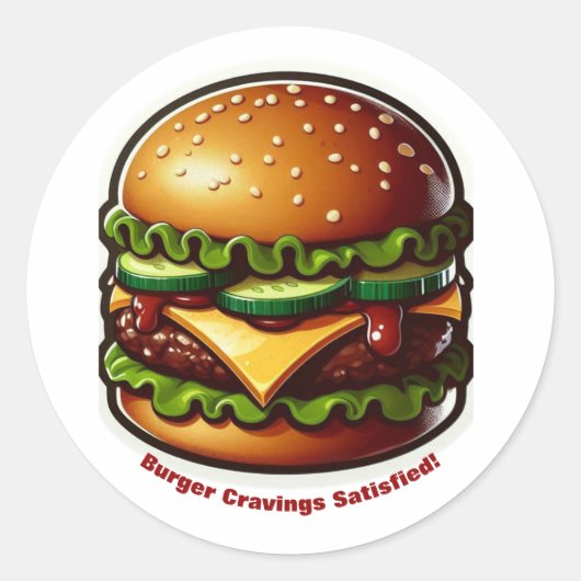 Burger Sticker Eetlust Bevredigd Design (Voorkant)