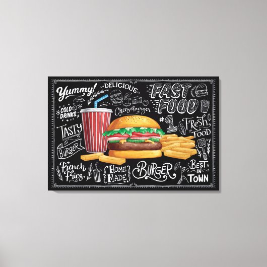 Burger Time Fast Food Bonanza Canvas Afdruk (Voorkant)