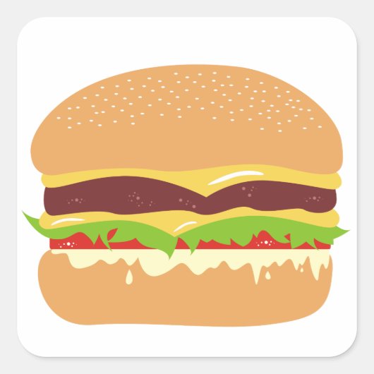 burger vierkante sticker (Voorkant)