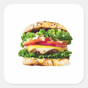 Burger Vierkante Sticker