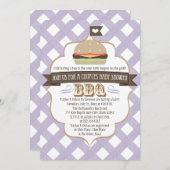 Burger violet Couples BBQ Bébé Invitations de douc (Devant / Derrière)
