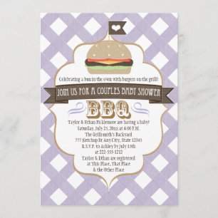 Burger violet Couples BBQ Bébé Invitations de douc