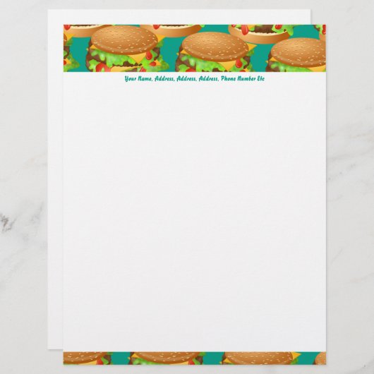 Burger Wallpaper, Burger Wallpaper, Jouw naam, ... Gepersonaliseerd Briefhoofd (Voorkant / Achterkant)