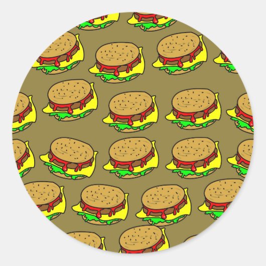 Burger Wallpaper Ronde Sticker (Voorkant)