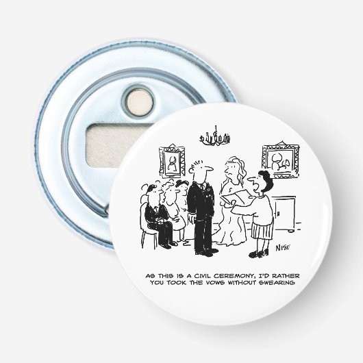 Burgerbruiloft bij een Kantoor van de griffie Button Flesopener (Voorkant)