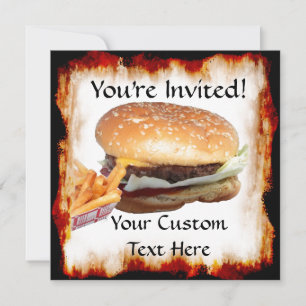 Burger'n Fries Invitation Kaart