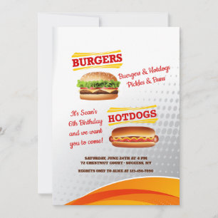 Burgers and Hotdogs Invitation Kaart