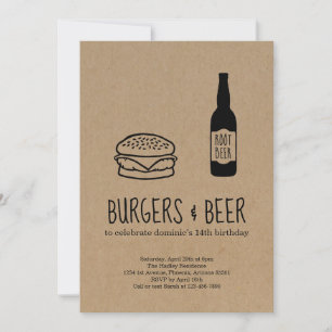 Burgers & Bières Racines Invitation de fête d'anni