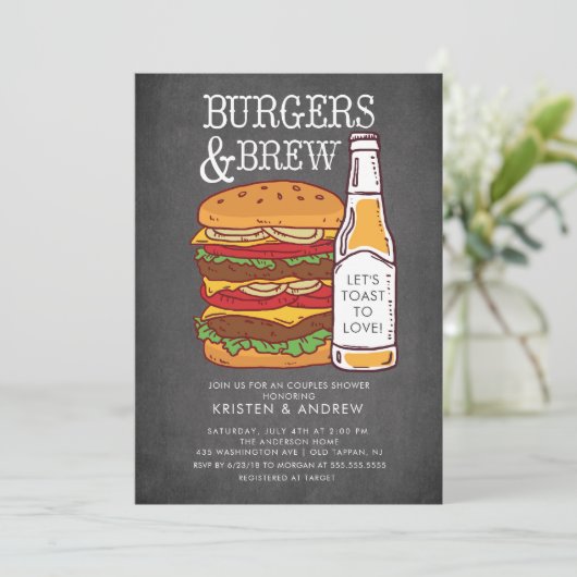Burgers & Brew Couples Douche Invitation (Debout devant)