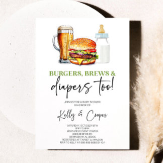 Burgers, brouwsels en luiers ook! Co-ed Baby showe Kaart