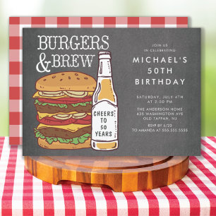 Burgers & Brûler Barbecue Anniversaire Invitation