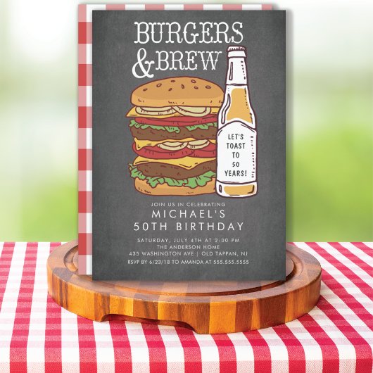 Burgers & Brûler Barbecue Anniversaire Invitation