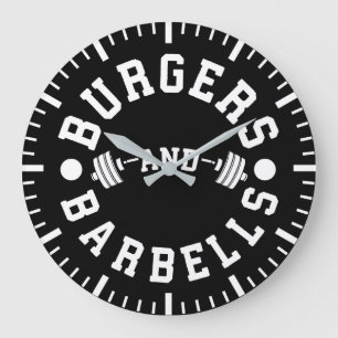 Burgers en Barbells - Funny Workout Motivatie Grote Klok