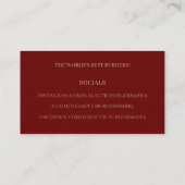 Burgers en bbq voedsel visitekaartje (Achterkant)