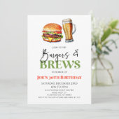 Burgers en Brews Bier Glas Verjaardagsfeest Kaart (Staand voorkant)