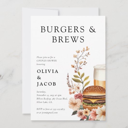 Burgers et brasse Couples Douche Invitation (Devant)