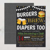 Burgers et invitation au Baby shower de la bière (Devant / Derrière)